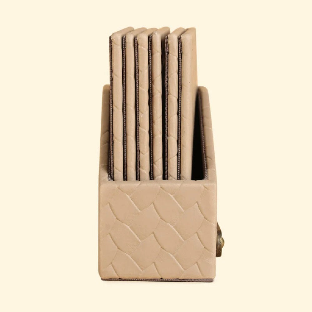 Three Sixty Leather Entwine Set Of 6 Coasters
