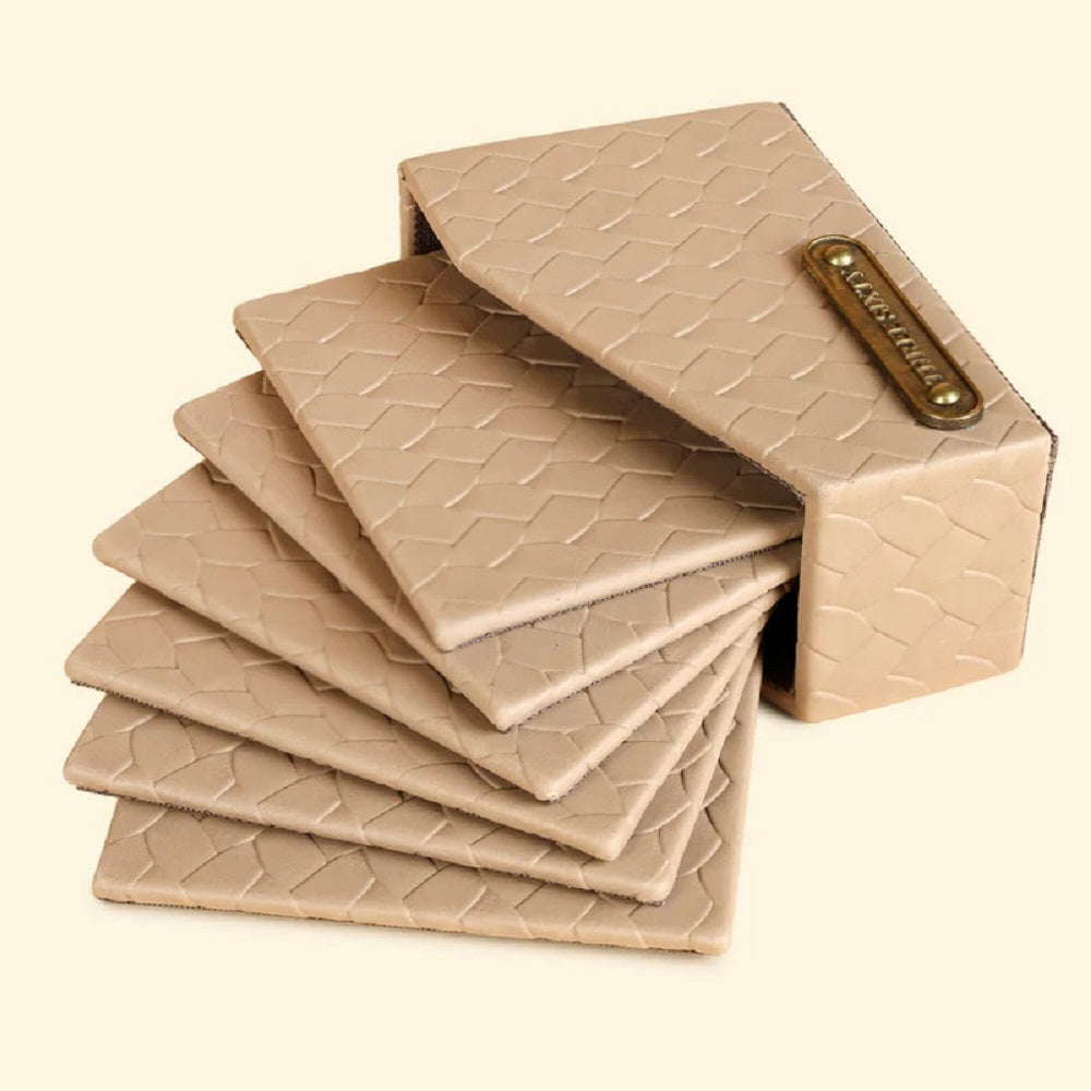 Three Sixty Leather Entwine Set Of 6 Coasters
