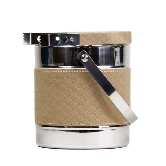 Three Sixty Leather Entwine Ice Bucket and Tong