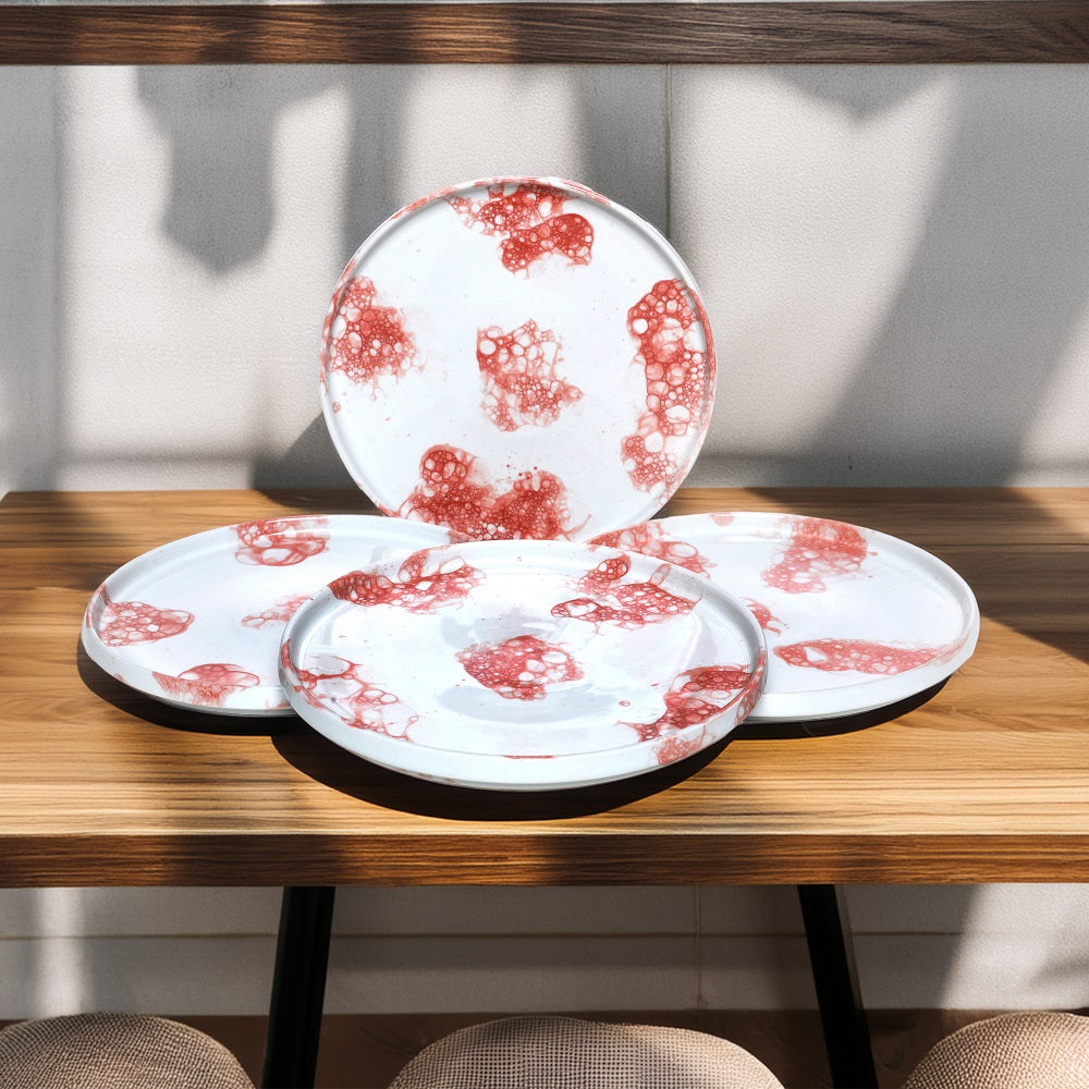 Tablejoy Edged Dinner Plate Set'4 Red