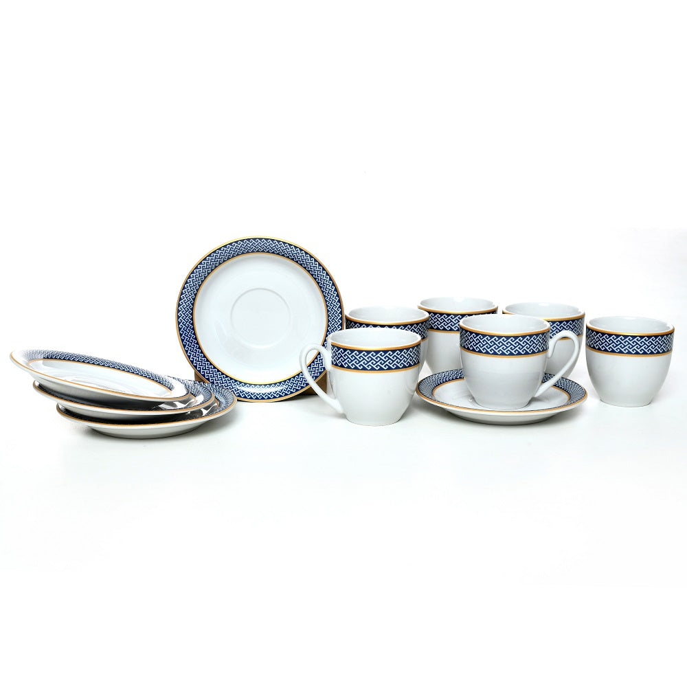 Tablejoy Cups & Saucer Set Blue Star-2 Set Of 12
