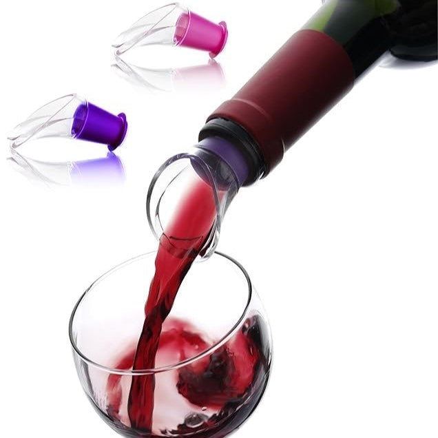 Vacu Vin Wine Server Crystal Pink/Purple Set of 2