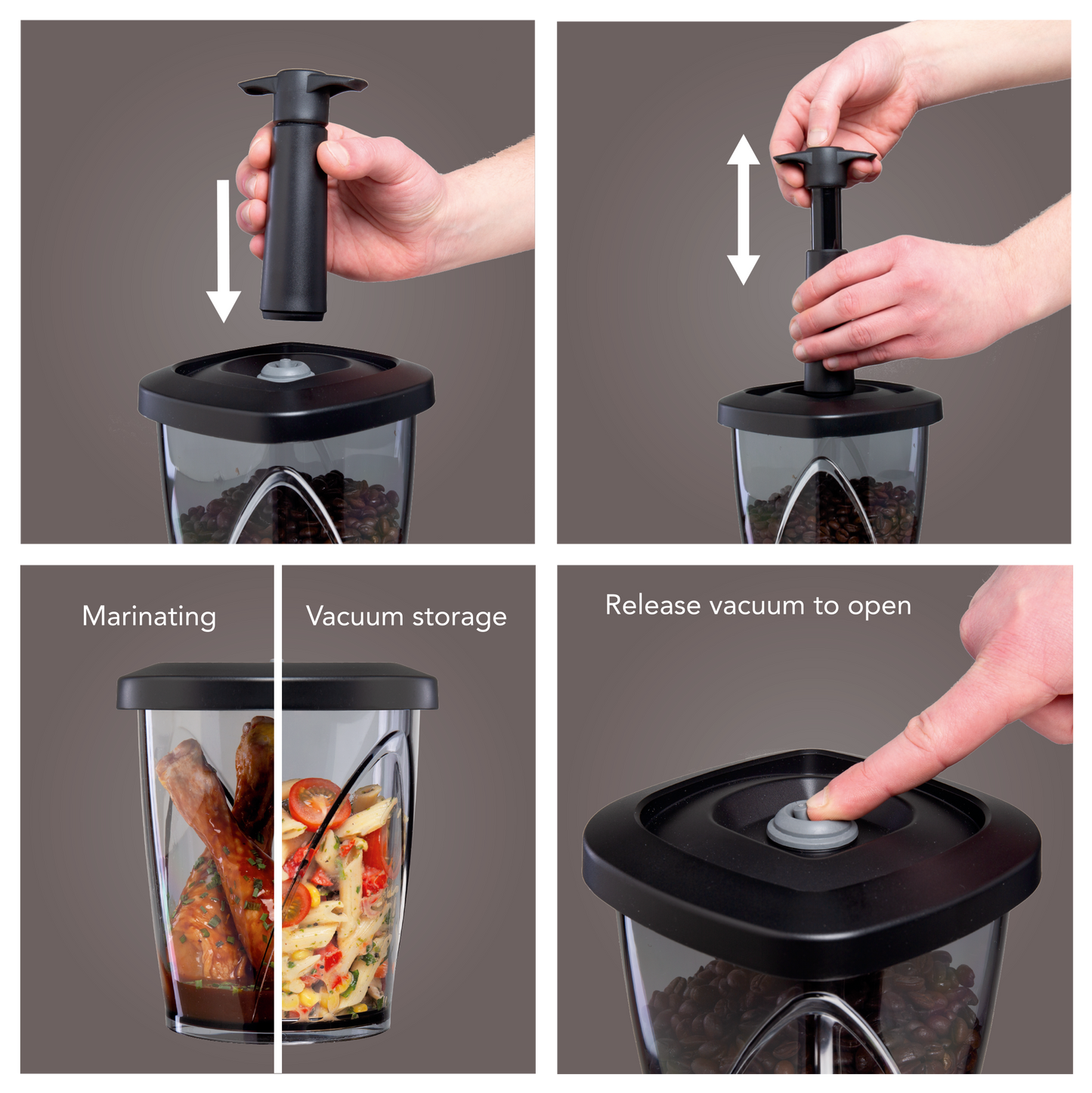 Vacu Vin VACCUM CONTAINER BLACK WITH PUMP SET'2