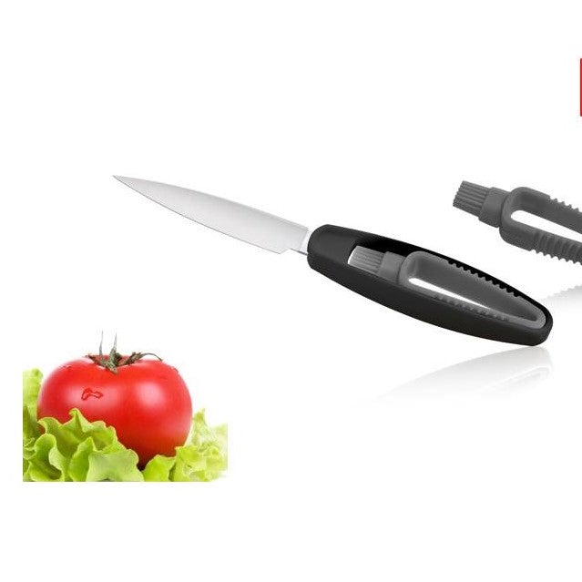 Vacu Vin Vegetable Knife + Brush Dark Grey