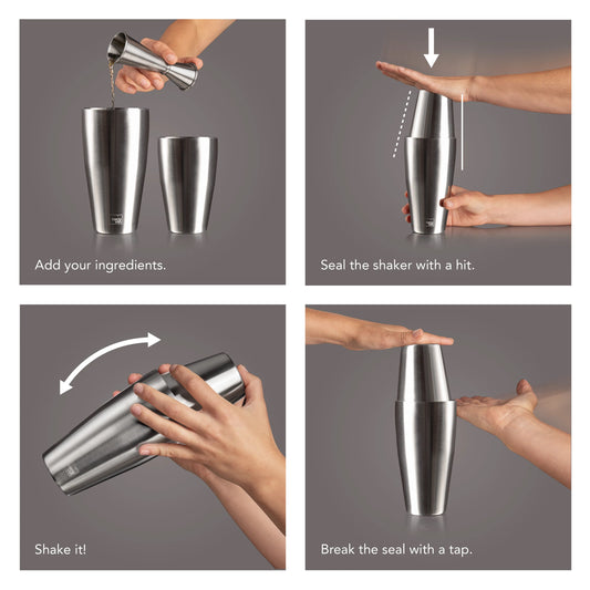 Vacu Vin Cocktail Shaker Tin on Tin Boston Stainless Steel
