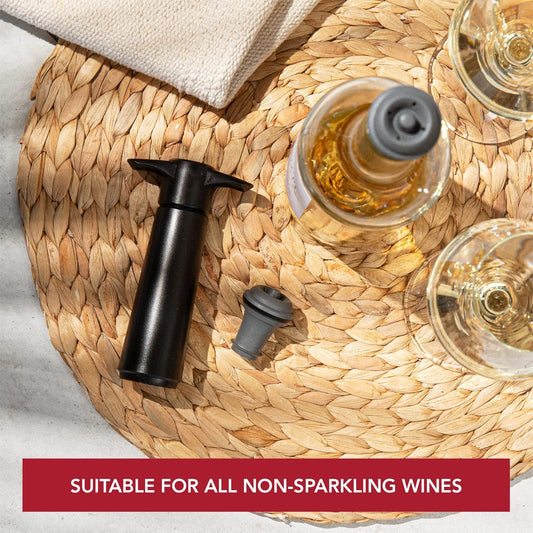 Vacu Vin Wine Saver Black Gift Pack (1 Pump, 2 Wine Stopper) set'3