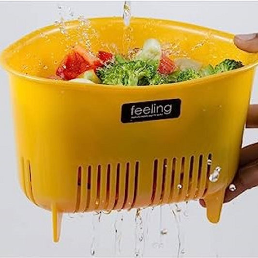 PLASTIC KITCHEN SINK WASTE BASKET ORANGE