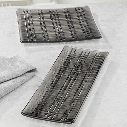 Square Crystal Square Smoke Plate 21 cm (Set of 2)