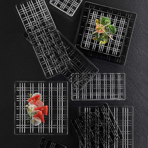 Square Crystal Square Smoke Plate 21 cm (Set of 2)