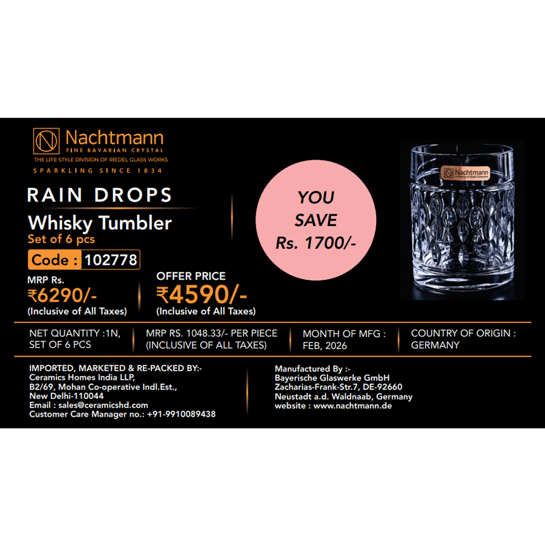 Nachtmann Raindrops Whisky Tumbler Set of 6