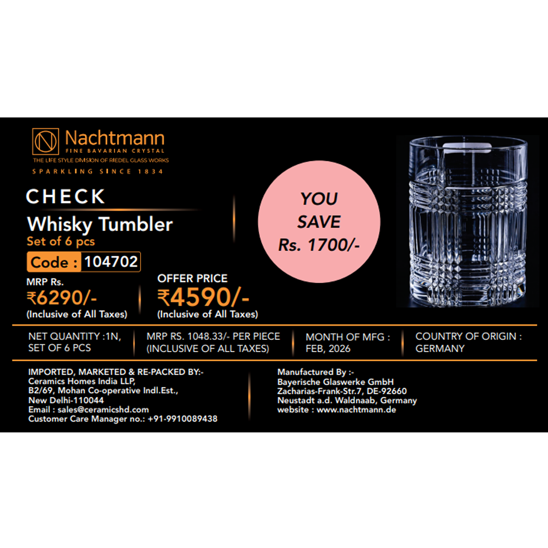 Nachtmann Check Whisky Tumbler Set of 6