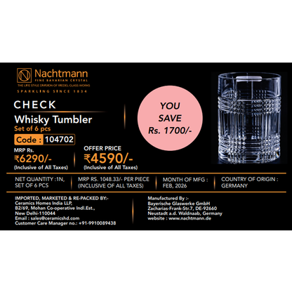 Nachtmann Check Whisky Tumbler Set of 6