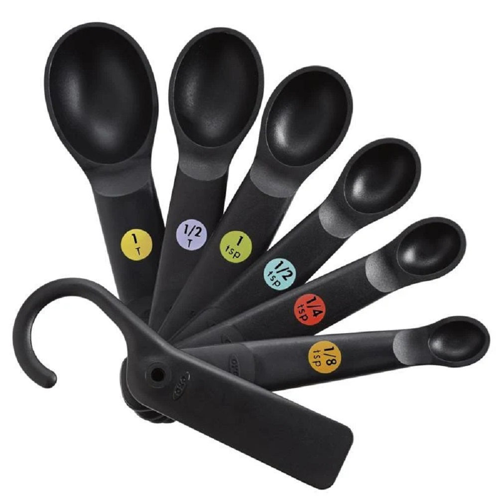 PLASTIC MEASURING SPOONS - SNAPS - BLACK  INTL