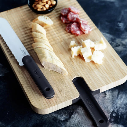 Art - Integrated Knife - Black Edition - Bread Bamboo cutting board with integrated bread knife