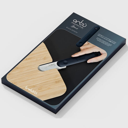 Art - Integrated Knife - Black Edition - Bread Bamboo cutting board with integrated bread knife