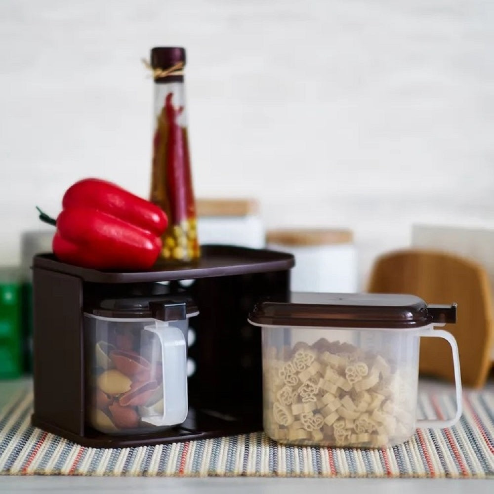 PLASTIC MINI SEASONING POT ORGANIZER - BROWN