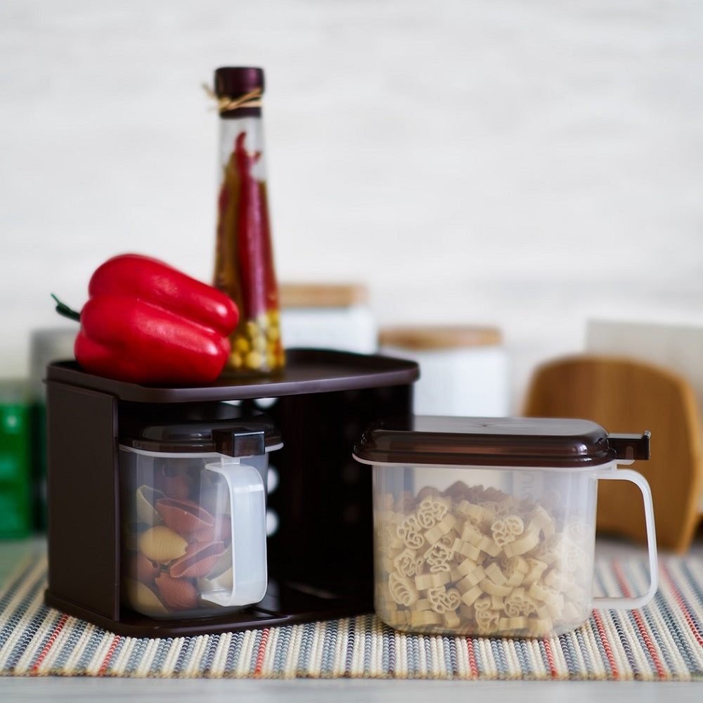 PLASTIC MINI SEASONING POT ORGANIZER - BROWN