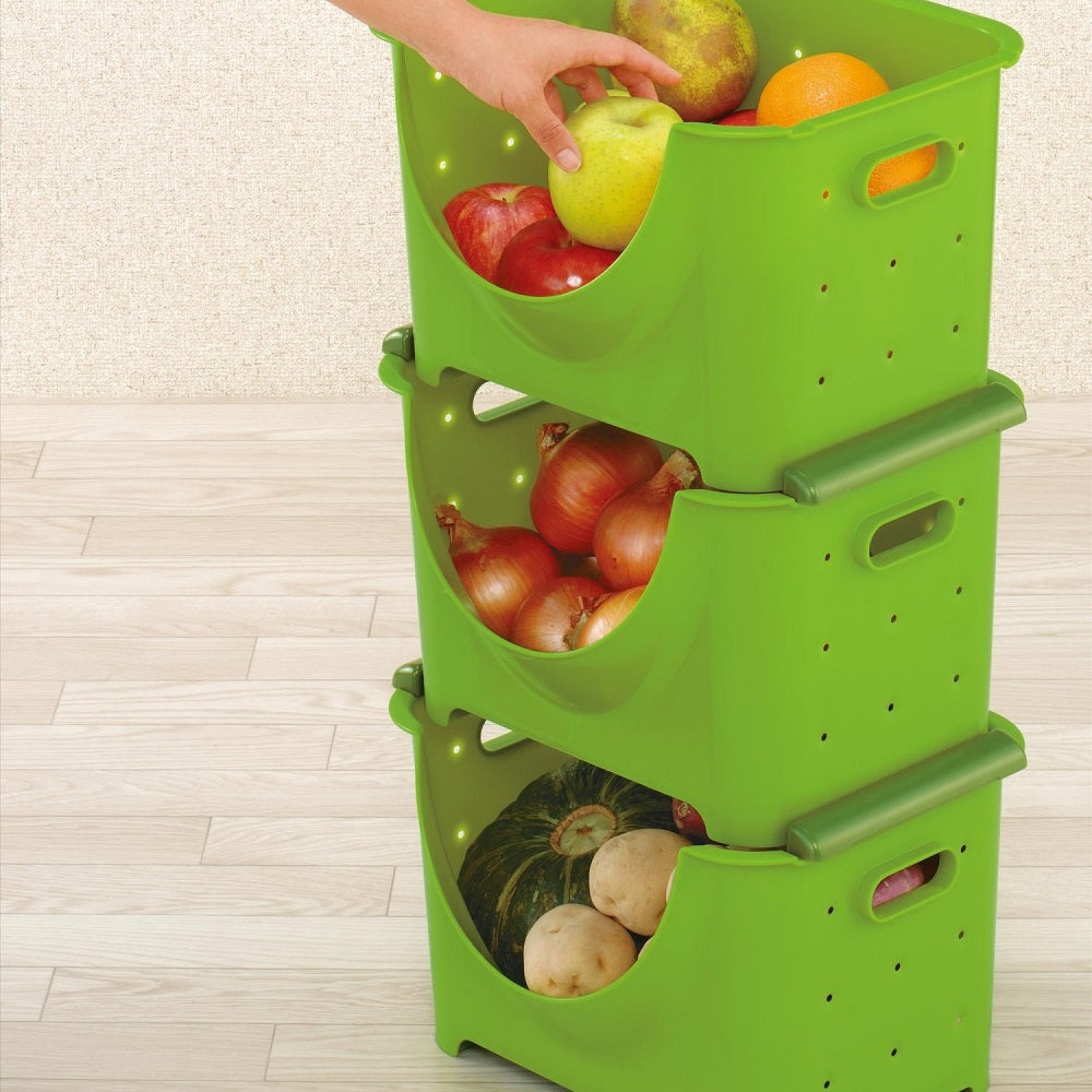 PLASTIC VEGETABLE STOCKER (WIDE) - GREEN