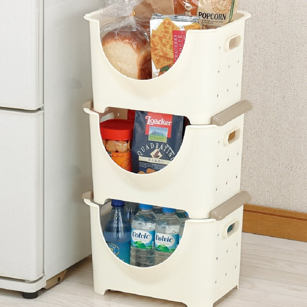 PLASTIC VEGETABLE STOCKER (WIDE) - WHITE