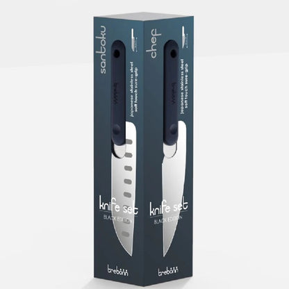 Knife Set - Black Edition Japanese stainless steel kitchen knife set with soft-touch anti-slip handle