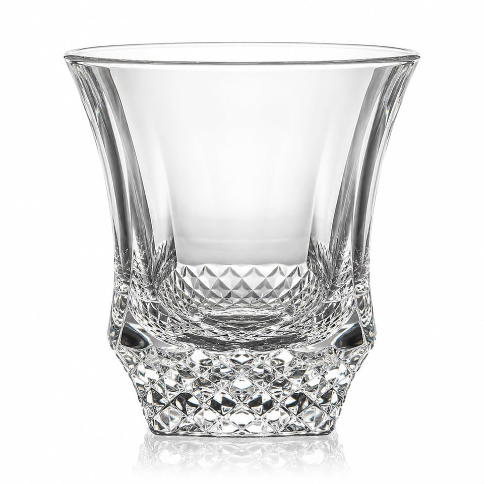 HANDCUT  DIAMOND CUT WHISKY TUMBLER SET OF 4