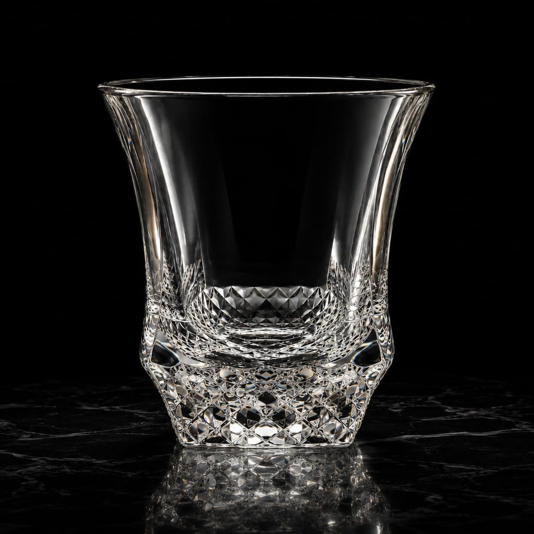 HANDCUT  DIAMOND CUT WHISKY TUMBLER SET OF 4