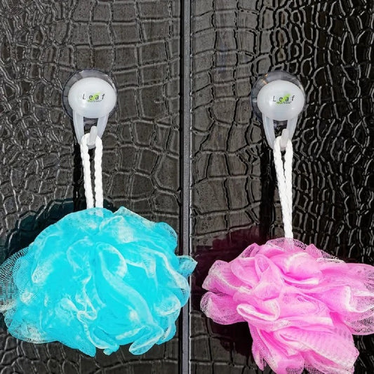 PLASTIC BATH HOOK WITH SUCTION-LEAF (WHITE)
