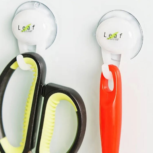 PLASTIC BATH HOOK WITH SUCTION-LEAF (WHITE)