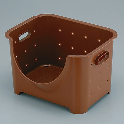 PLASTIC VEGETABLE STOCKER (WIDE) - BROWN