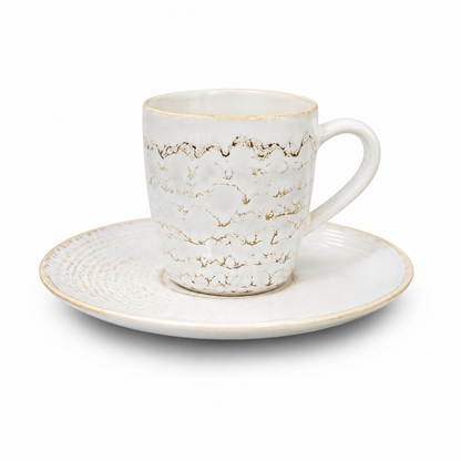 Mesa M203  BLUE EYE GOLD COUPE ESPRESSO  CUP & SAUCER  SET 4 (2 Cup & 2 Saucer)