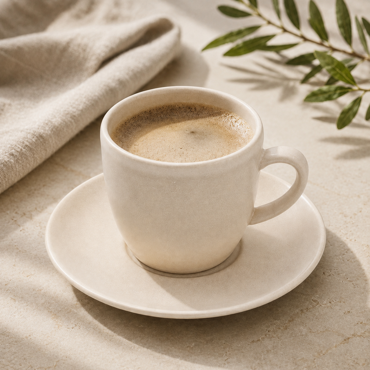 Mesa M227  TAUPE COUPE COFFEE CUP & SAUCER  SET 4 (2 Cup & 2 Saucer)