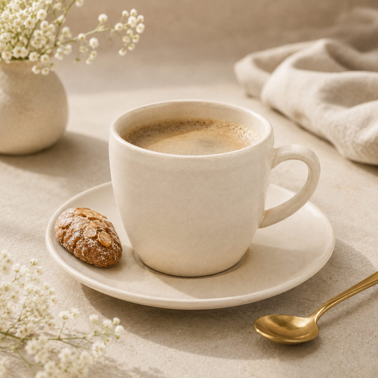 Mesa M227  TAUPE COUPE COFFEE CUP & SAUCER  SET 4 (2 Cup & 2 Saucer)