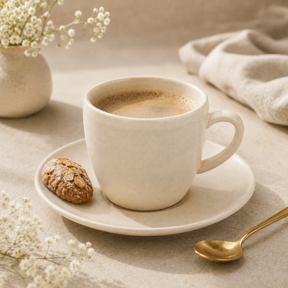 Mesa M227  TAUPE COUPE COFFEE CUP & SAUCER  SET 4 (2 Cup & 2 Saucer)