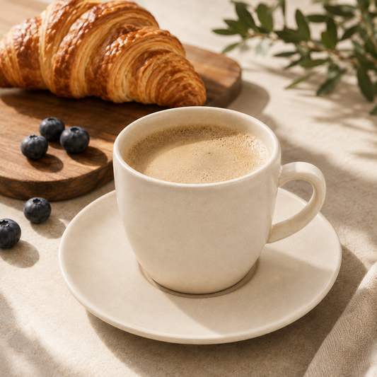 Mesa M227  TAUPE COUPE COFFEE CUP & SAUCER  SET 4 (2 Cup & 2 Saucer)