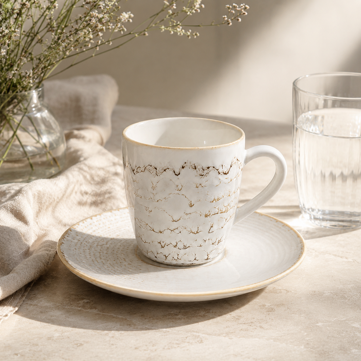 Mesa M203  BLUE EYE GOLD COUPE ESPRESSO  CUP & SAUCER  SET 4 (2 Cup & 2 Saucer)