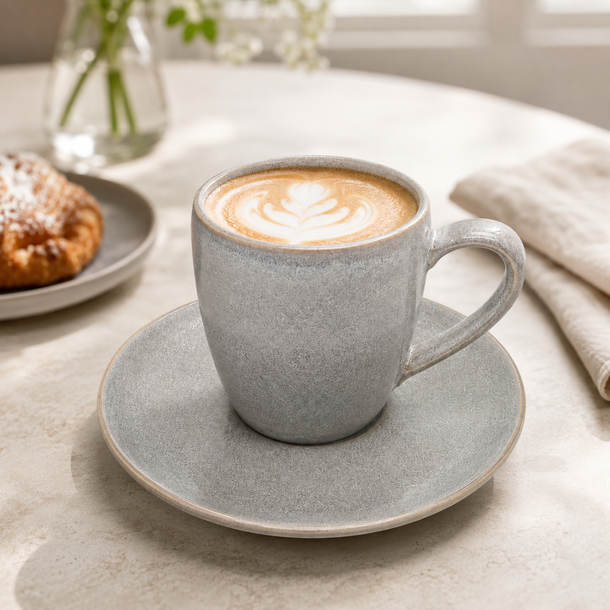 Mesa M248 GREY COUPE ESPRESSO CUP & SAUCER  SET 4 (2 Cup & 2 Saucer)
