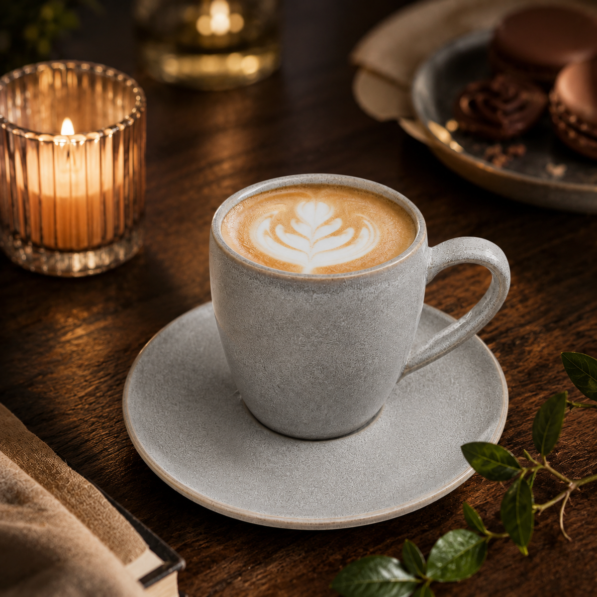 Mesa M248 GREY COUPE ESPRESSO CUP & SAUCER  SET 4 (2 Cup & 2 Saucer)