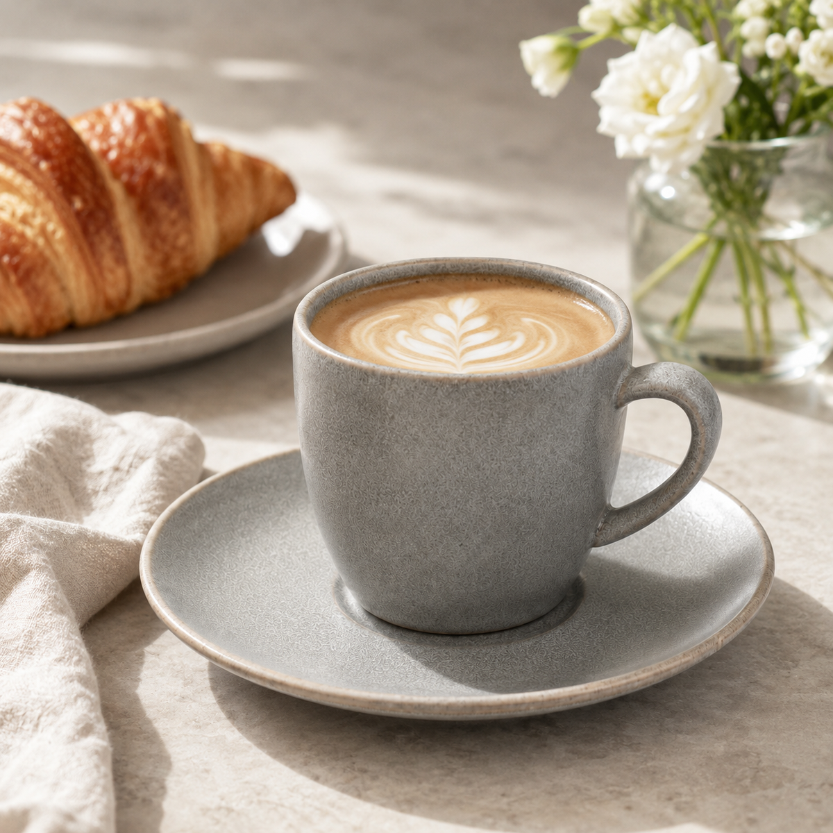 Mesa M249 GREY COUPE COFFEE CUP & SAUCER  SET 4 (2 Cup & 2 Saucer)