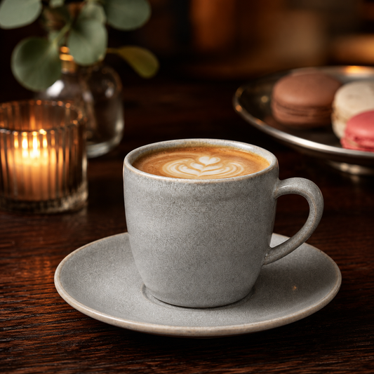 Mesa M249 GREY COUPE COFFEE CUP & SAUCER  SET 4 (2 Cup & 2 Saucer)