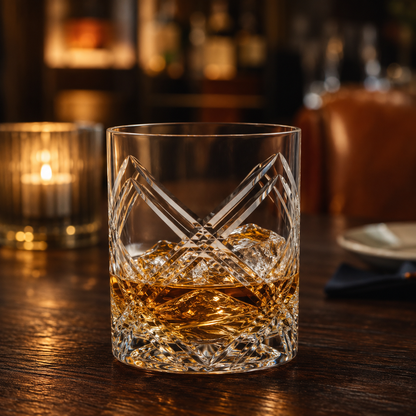 HANDCUT LOTUS CUT WHISKY TUMBLER SET OF 4