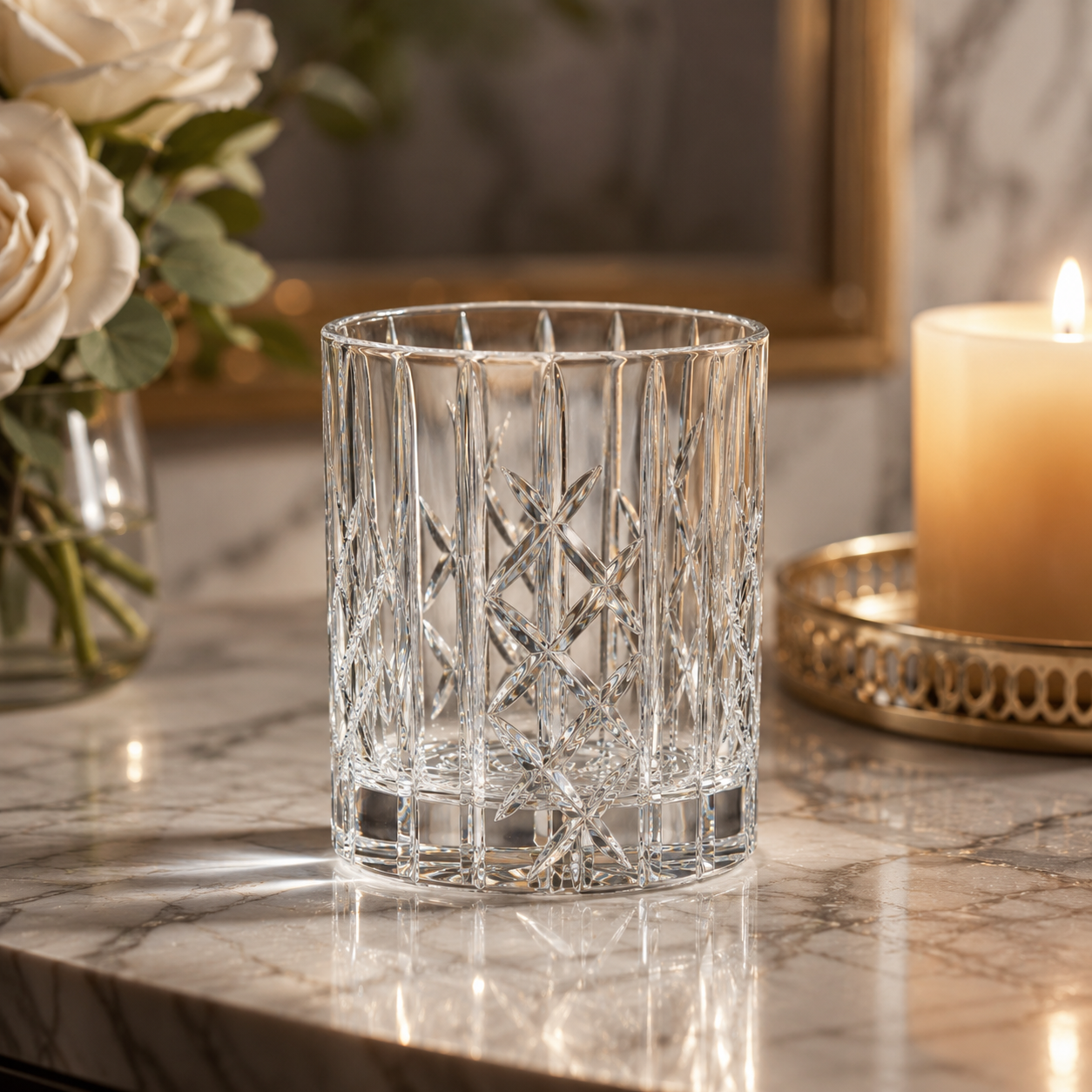 HANDCUT  DIAMOND WITH KILLI CUT WHISKY TUMBLER SET OF 4