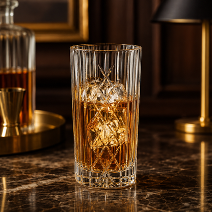 HANDCUT  DIAMOND WITH KILLI CUT LONG DRINK TUMBLER SET OF 4