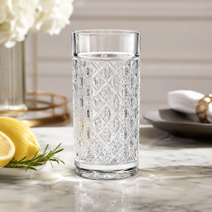 HANDCUT SAN DIAMOND CUT LONG DRINK TUMBLER SET OF 4
