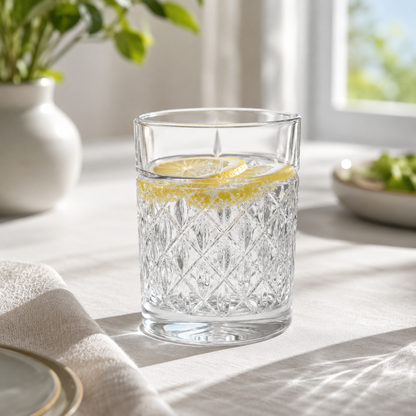 HANDCUT SAN DIAMOND CUT WHISKY TUMBLER SET OF 4
