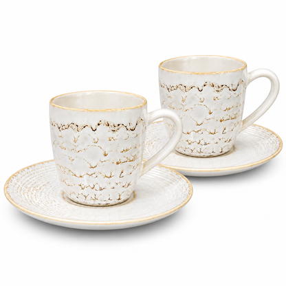 Mesa M203  BLUE EYE GOLD COUPE ESPRESSO  CUP & SAUCER  SET 4 (2 Cup & 2 Saucer)