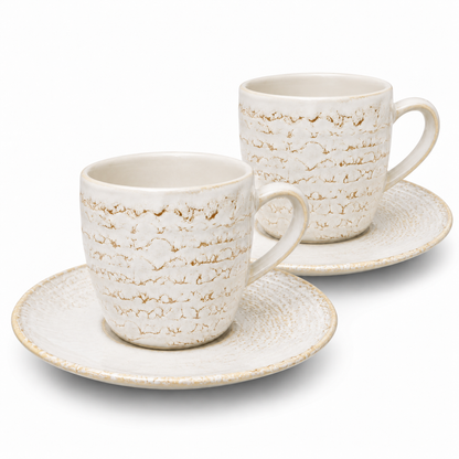 Mesa M204  BLUE EYE GOLD COUPE COFFEE  CUP & SAUCER  SET 4 (2 Cup & 2 Saucer)