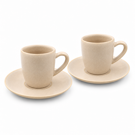 Mesa M226 TAUPE COUPE ESPRESSO CUP & SAUCER  SET 4 (2 Cup & 2 Saucer)