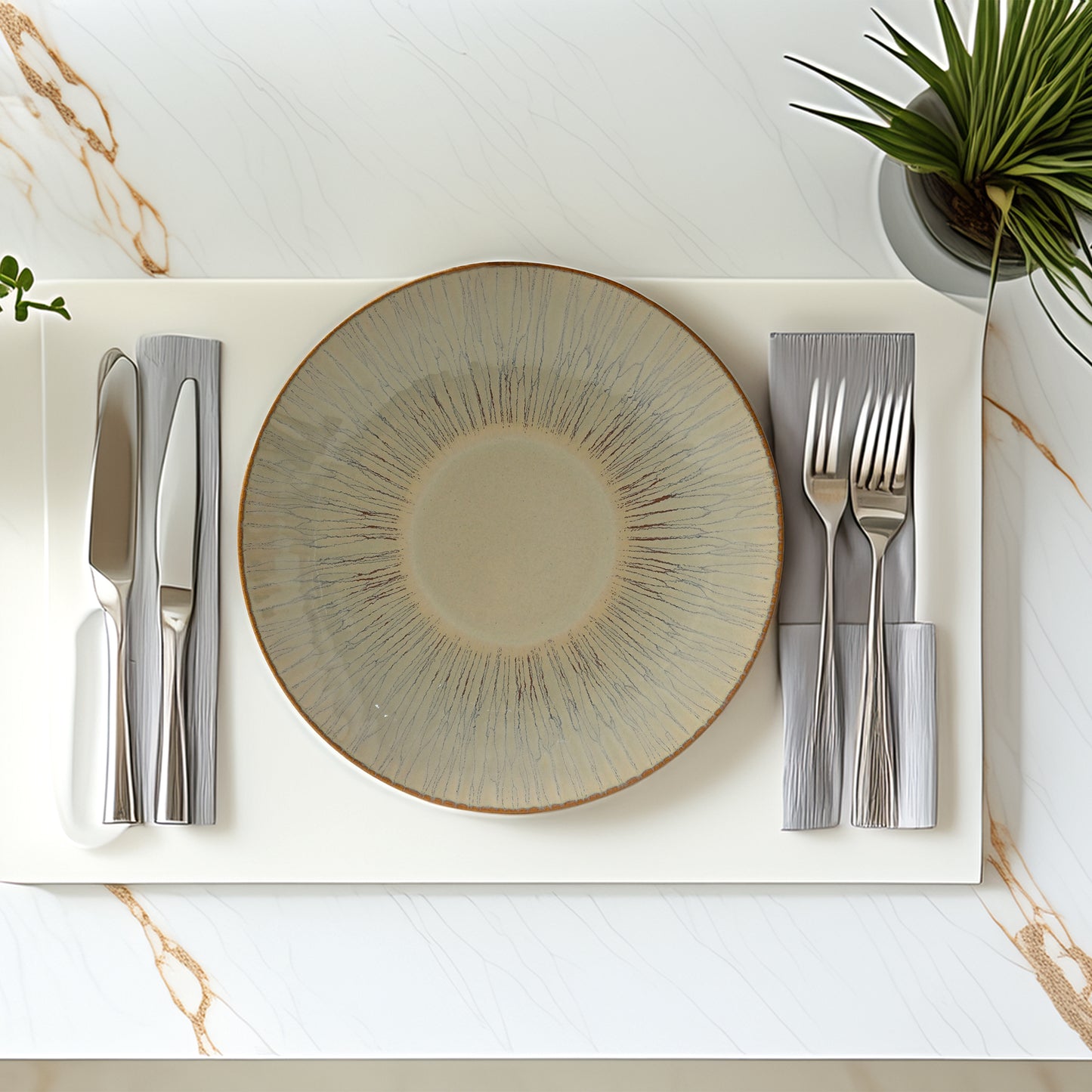Mesa Agata Beige Half Plate 21 Cm Set of 6