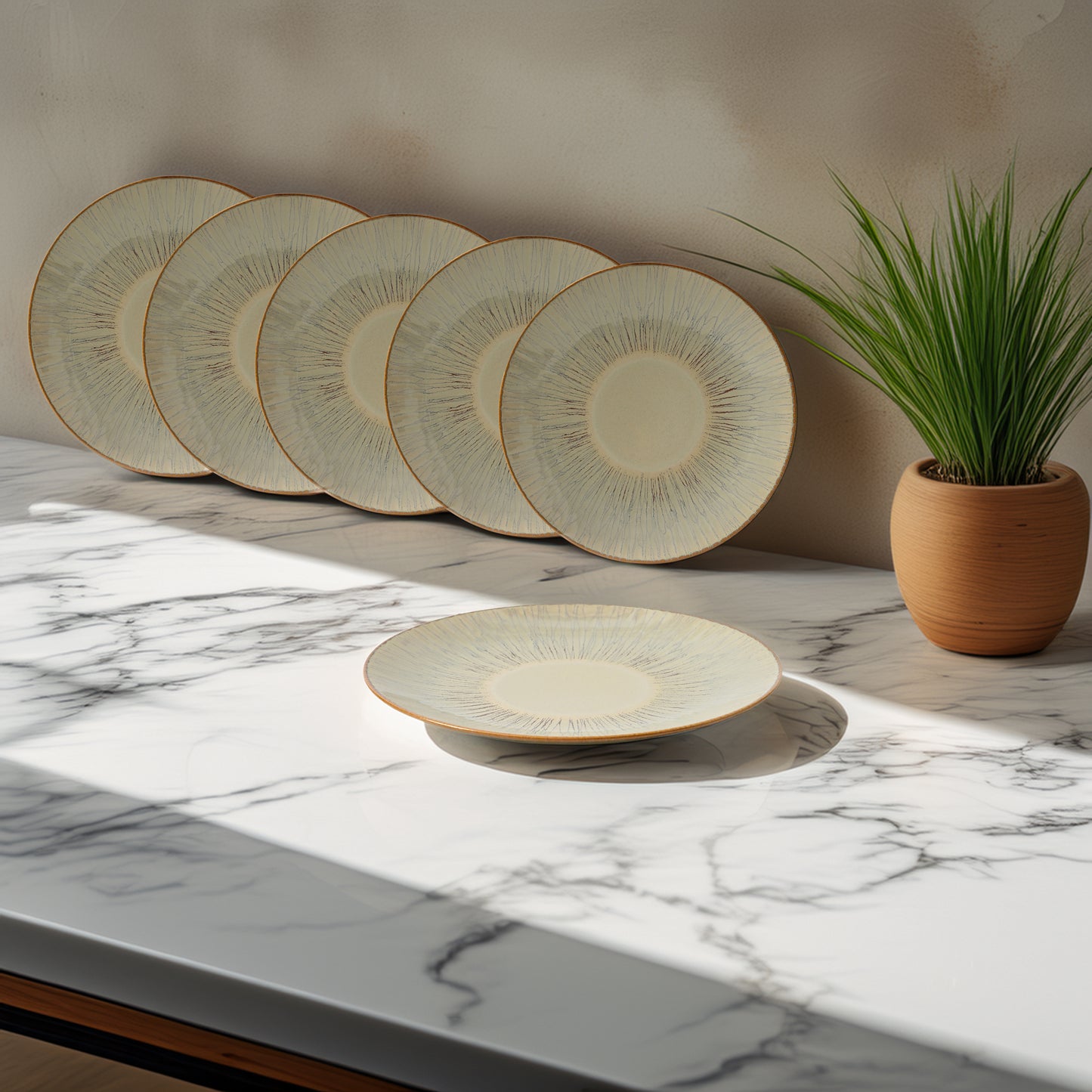 Mesa Agata Beige Half Plate 21 Cm Set of 6