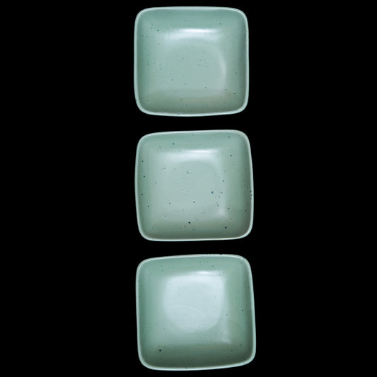 FUJITAKE BOWL VITAL SQUARE 12CM MIST GREEN DOTTS SET OF 6